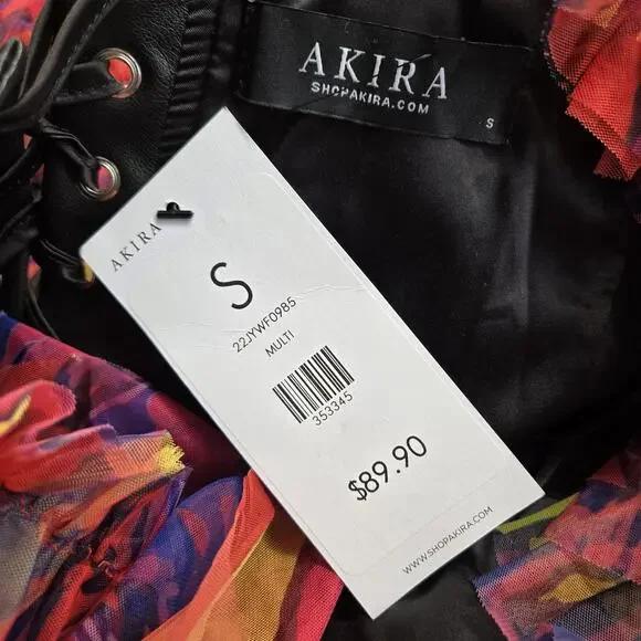 Akira Avril Tulle Corset Mini Dress sz S Multicolor Rainbow Punk Princess NEW - Picture 13 of 16